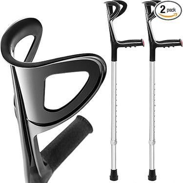 AIESI® Muletas para adulto regulables ortopédicas ligeras color negro en aluminio anodizado (Paquete de 2 piezas), Garantía 24 meses